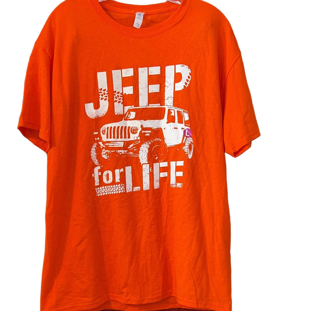 NEW Jerzees Bright Orange T-Shirt Jeep for Life L